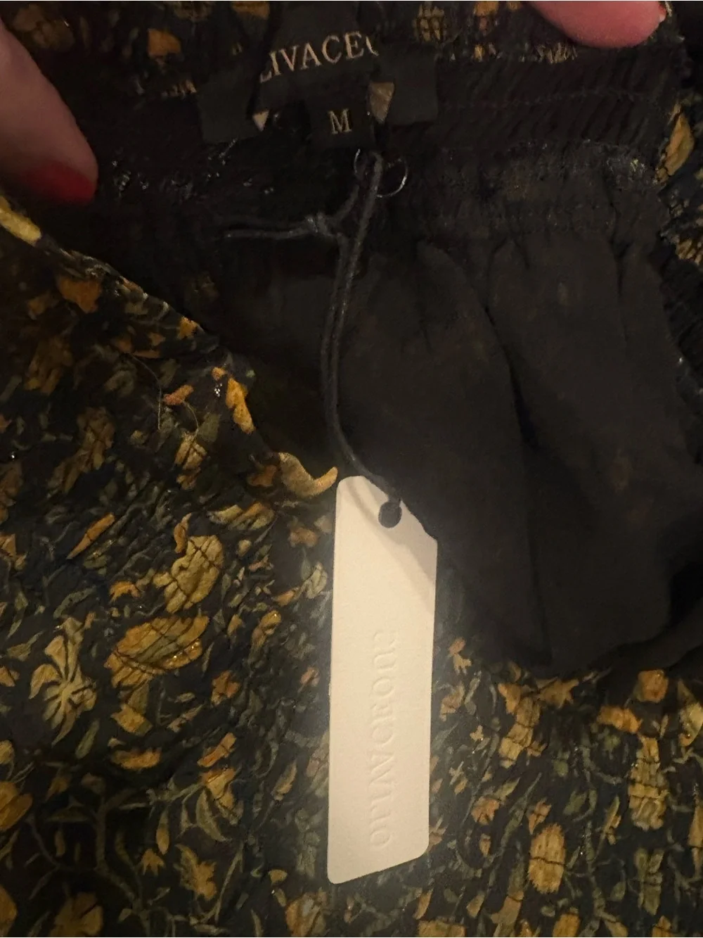Olivaceous Black & Mustard Floral Smocked Circle Skirt